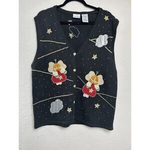 UGLY‎ Christmas VEST Sweater Party WINNER Women Brave Men 3D Jingle Angels Sz L